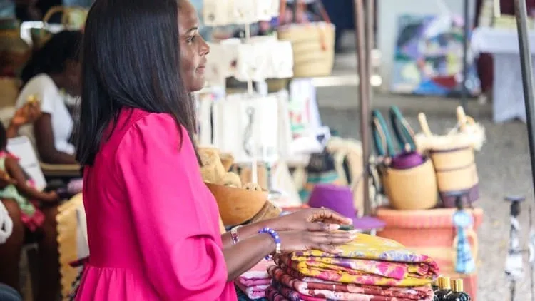 Lady selling authentic materials